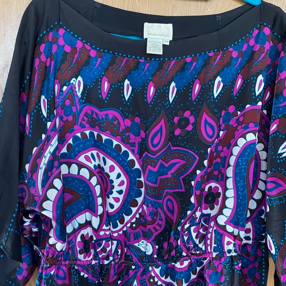 Donna Morgan 100% silk dress - purple paisley bohemian print. - Picture 5 of 6